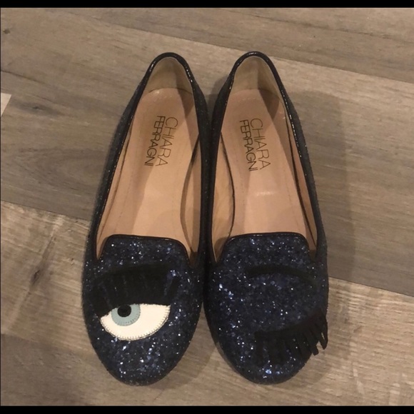 Chiara Ferragni glitter blue flirty flats shoes - Picture 2 of 6